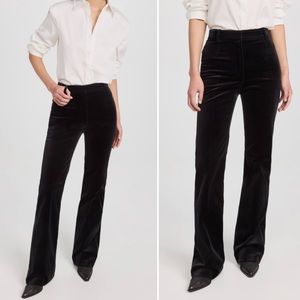 NILI LOTAN // Corette Velvet Black Flared Pants